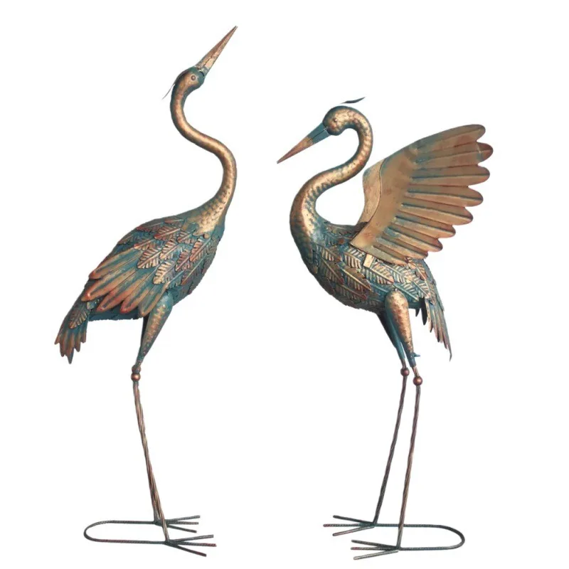 Wrought iron floor-to-ceiling crane two-piece courtyard balcony ornaments, photography props, garden groceries