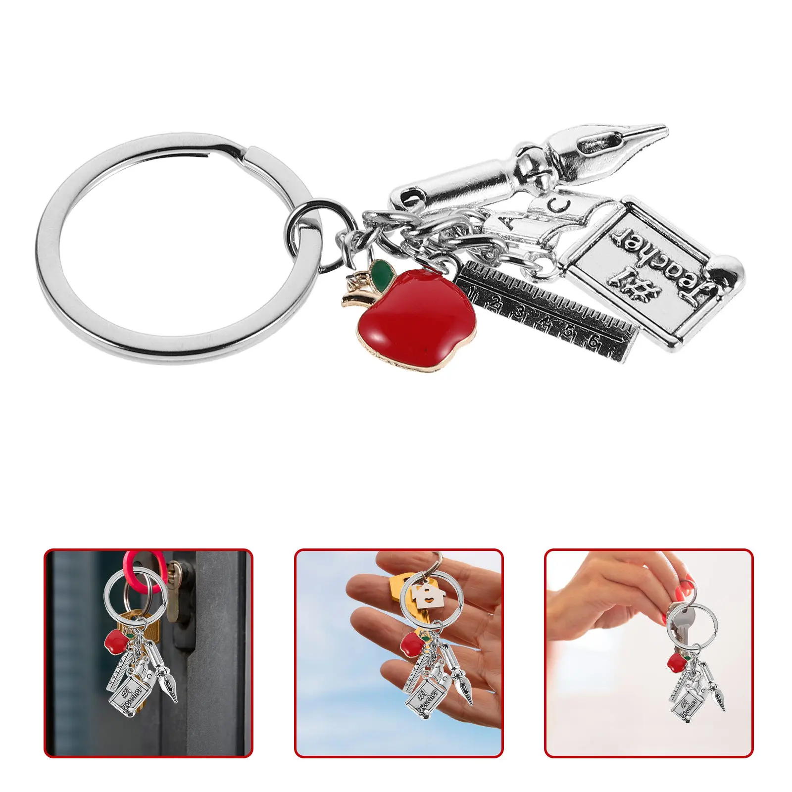 6Pcs Back to School Keychains Bulk Set Creative Cute School Supplies for Teachers Motivational Classroom Prizes Graduation