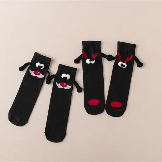 Magnetic Christmas Will Hold Hands Socks Funny Midtube Sock Personality Breathable Sock Solid Color Christmas Fashion Tide Socks