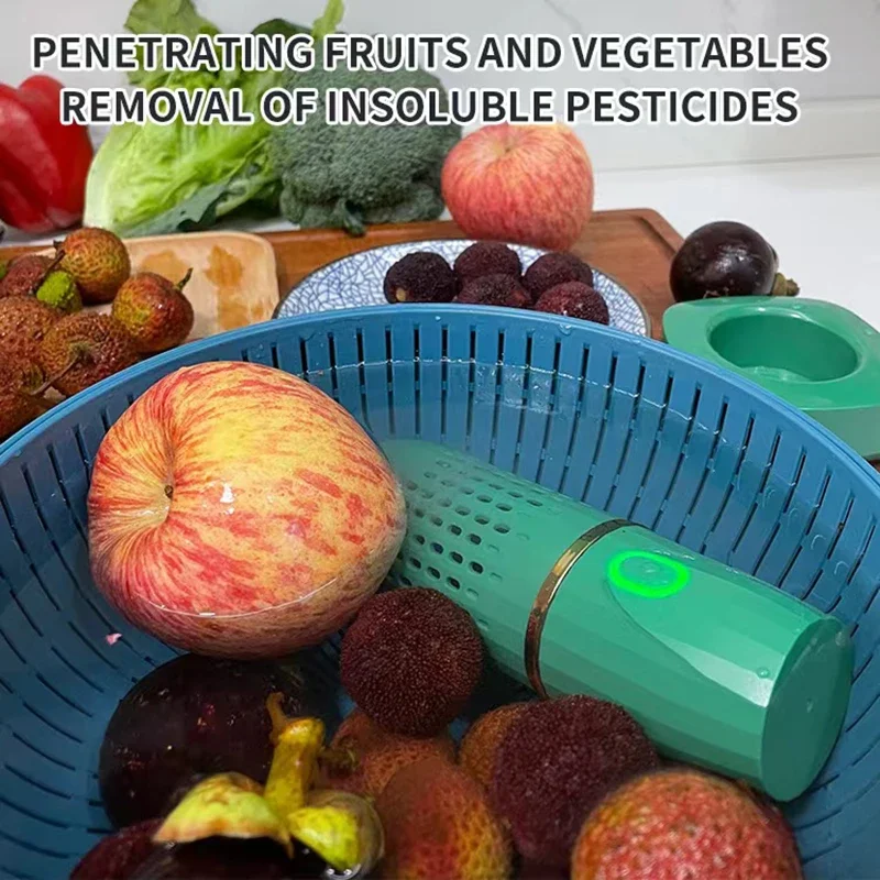 Protable Ultrasonic Fruit Vegetable Washing Machine Capsule Wireless Food Cleaner Suitable Outdoor Picnic Fruit Food Purifier