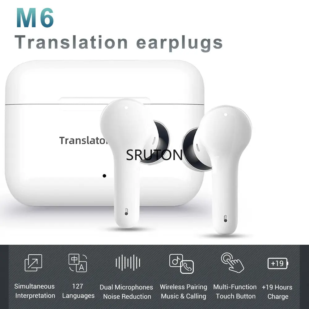 Translation headset Multi language real-time translation Intelligent voice translator WirelessBluetooth headset M6 translator