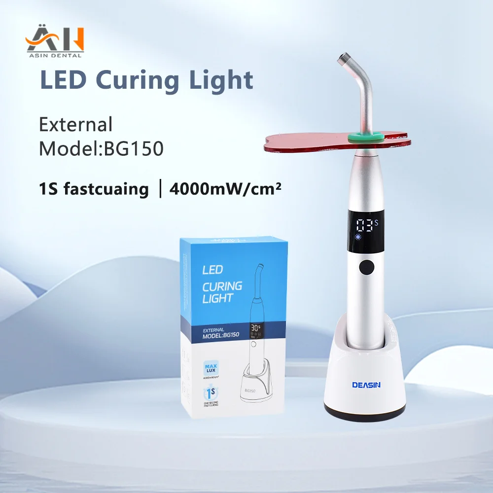 Dental Cordless Curing Light Lamp Teeth Whitening LED Light Metal Head 1S Cure 3 Modes 1000-4000mw/cm² Dentistry Equipment