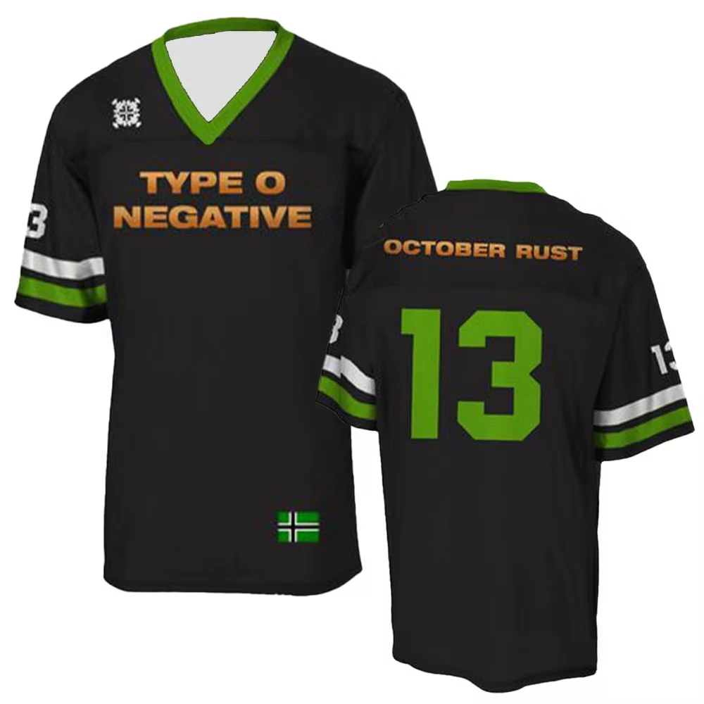 October Rust Football Jersey Type O Negative Band Design Soccer Tees Suitable for Both Adults and Children