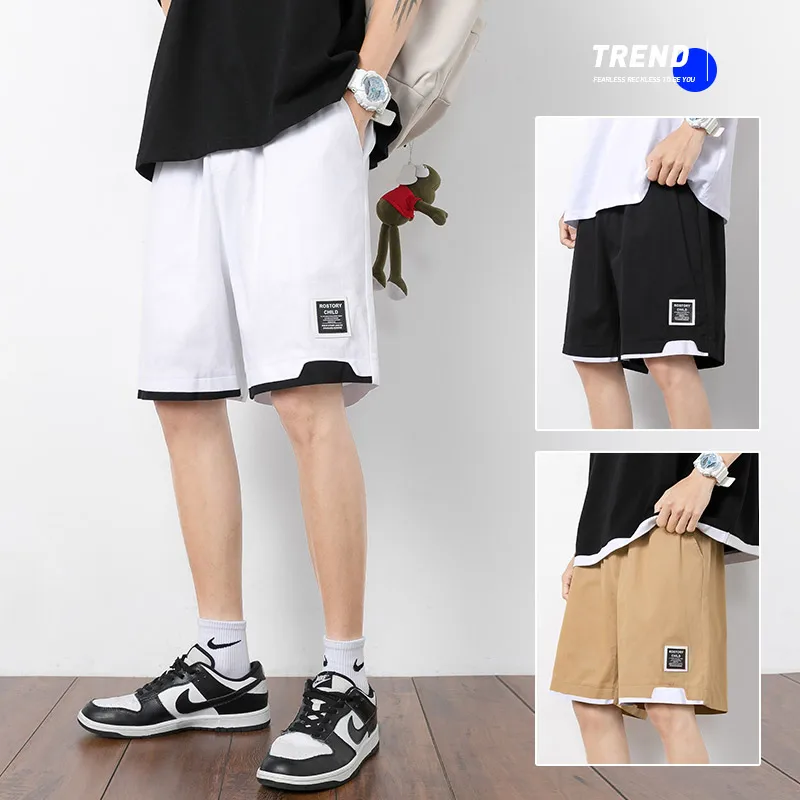 Summer Cotton Casual Pants Men Fashion Loose Sweat Pants Men Jogging Straight Leg Pants Shorts Street Versatile Harajuku Short