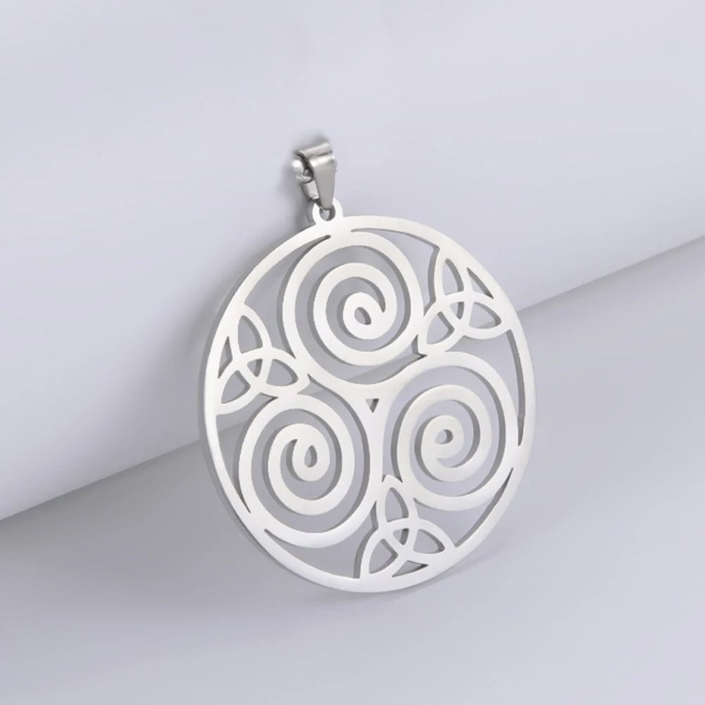 Dawapara Celtics Triskele Triskelion Pendant Crescent Moon Triple Spiral Trinity Knot Stainless Steel Charm for Jewelry Making