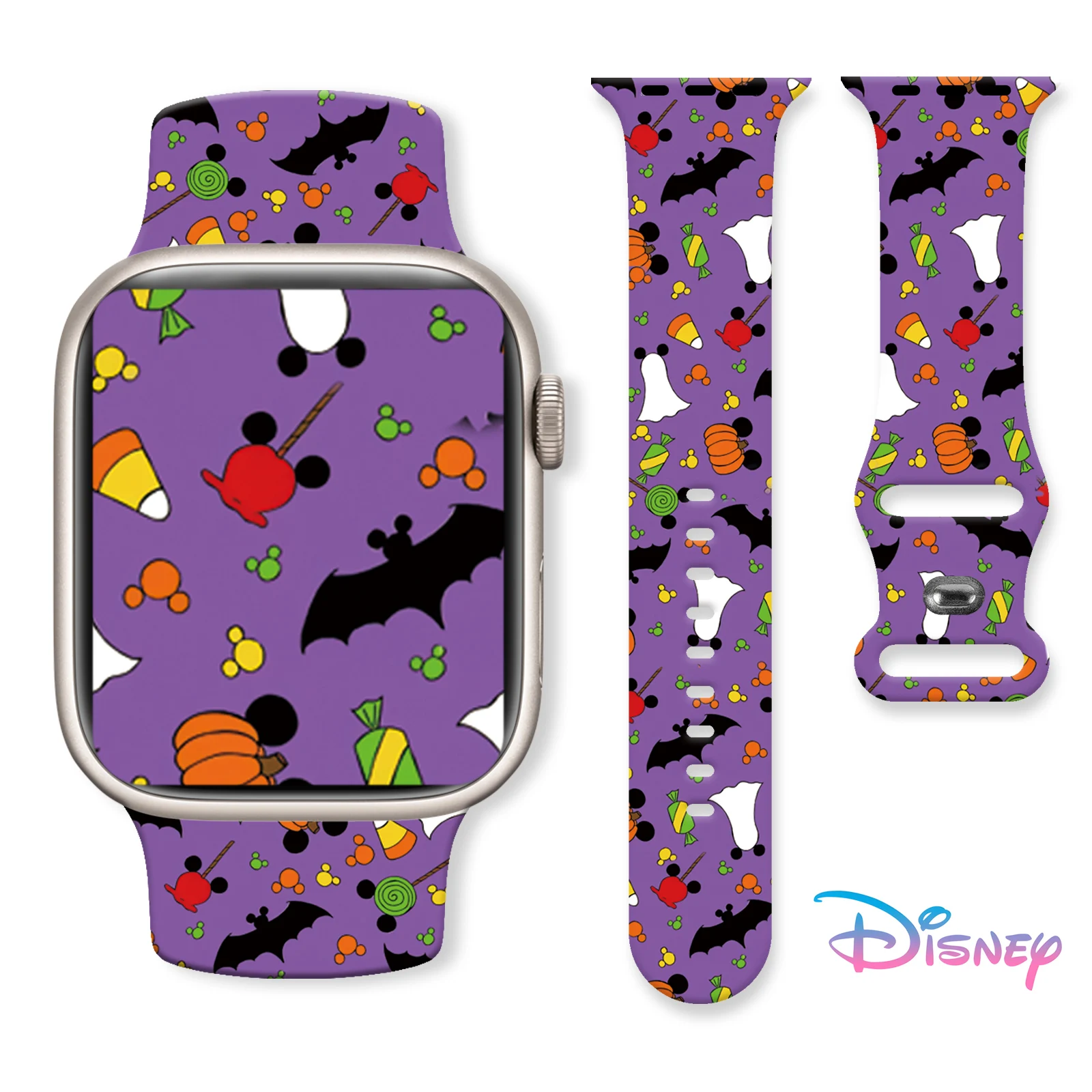 Disney-Correa de silicona con estampado de Halloween para Apple Watch, pulsera reemplazable de 45mm, 44mm, 42mm, 41mm, Mich, 9, 8, 7, SE, 6