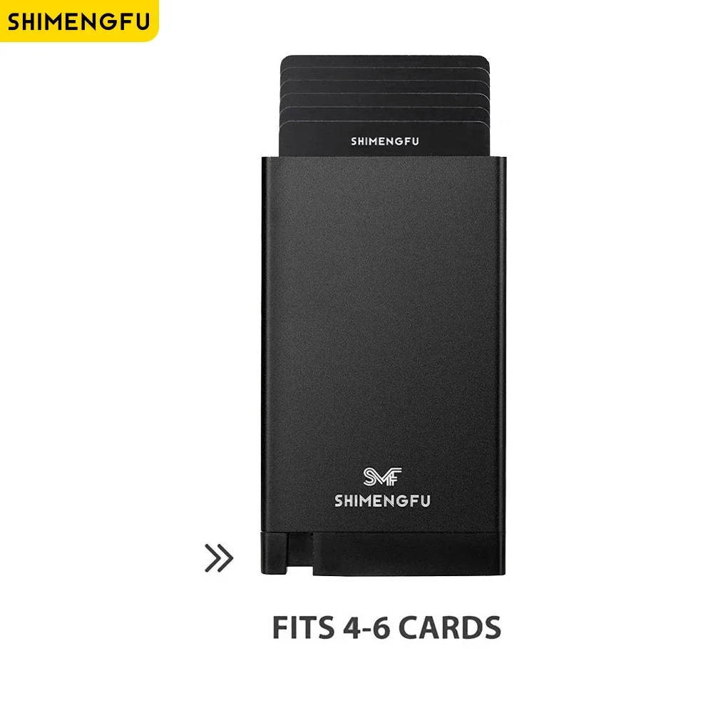 Heren RFID Smart Wallet Aluminium Mini-kaarthouder PU-leer Business Casual portemonnee voor creditcards en bankkaarten