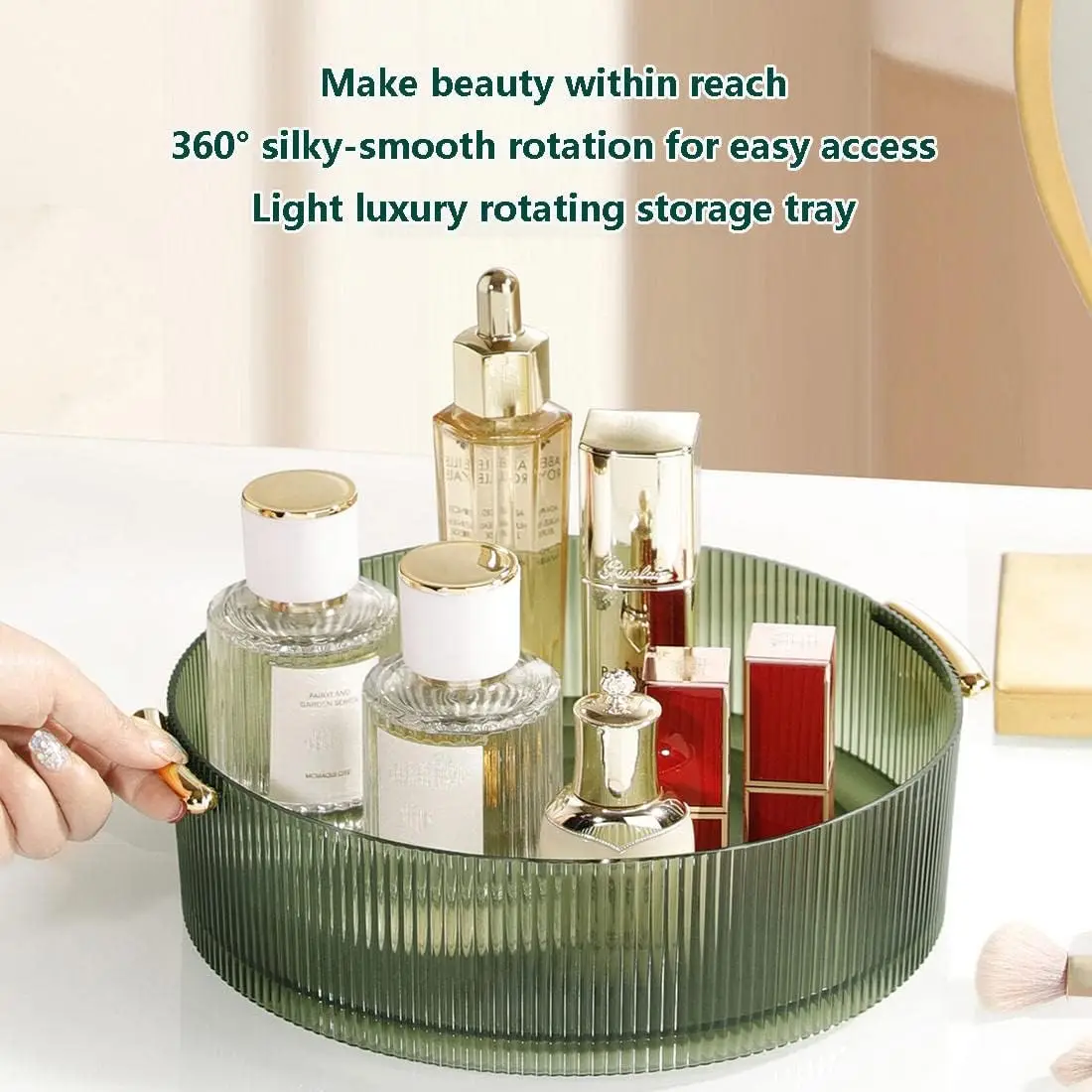 360 Rotating Makeup Organizer Tray Round Cosmetic Storage Holder for Jewelry, Perfume Rotating Spice Rack For Bathroom Kitchen