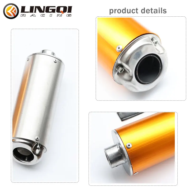 LYNNCHI Motorcycle 28mm Muffler System Silencer Exhaust Pipe For 125cc 150cc 160cc Dirt Pit Bike ATV Quad Scooter Modified Parts