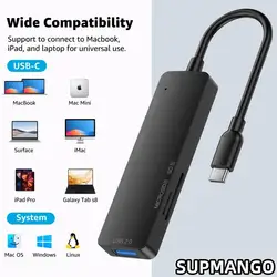 USB Type C Hub Adapter 5 in 1 Mobile Phone Computer Type C to SD TF Card Reader Extender High Speed Transmission Wire Divider