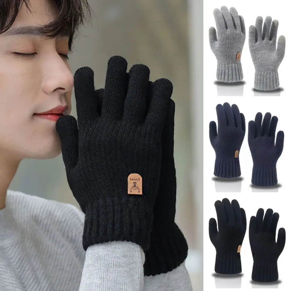 

Gift Soft Knitted Gloves Windproof Touch Screen Winter Gloves Warm Korean Style Men Mittens Male