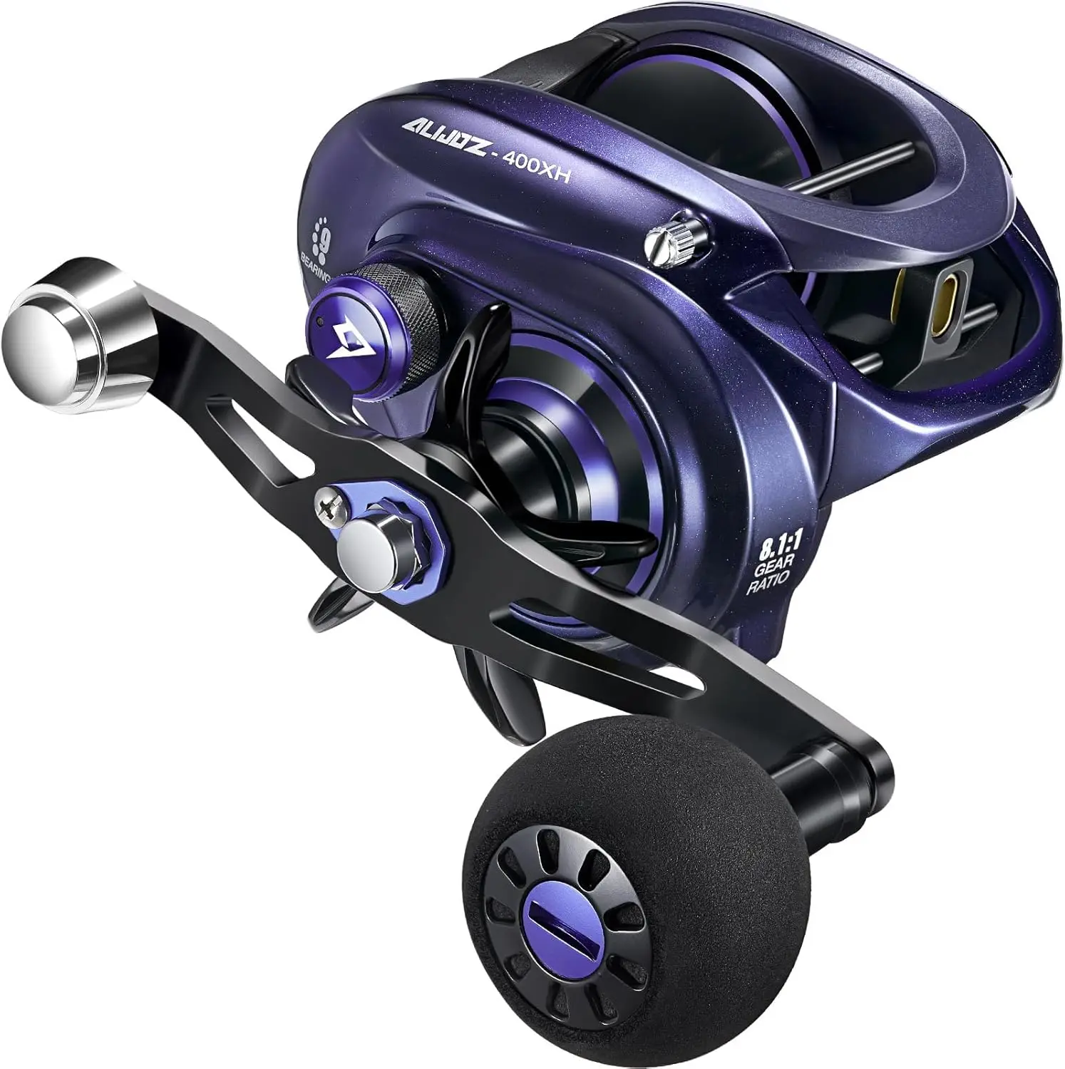 400 Baitcaster-Angelrolle, 38 Pfund maximale Zugkraft, Aluminiumlegierungsrahmen, Baitcasting-Rolle, erhältlich in Übersetzungsverhältnis 6,6:1/8,1:1