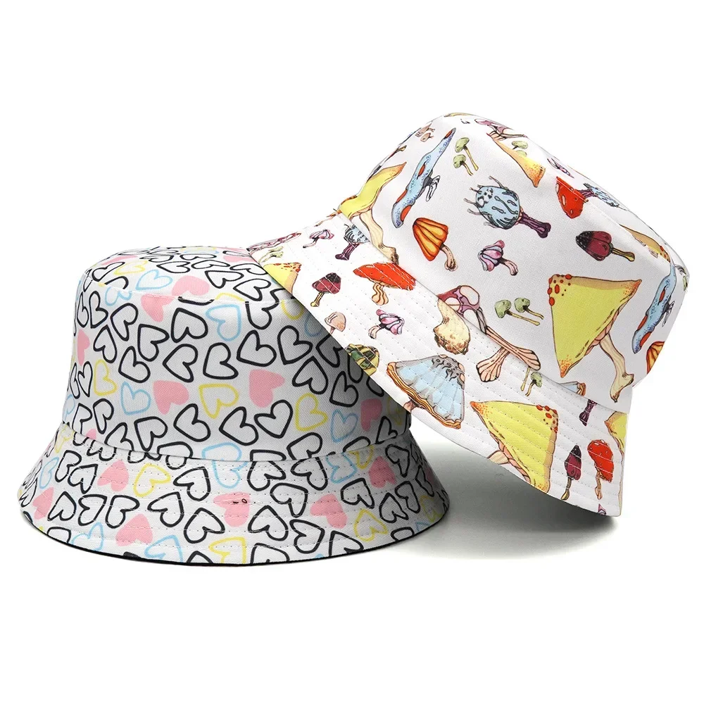 2024 Fashion Bucket Hat Women Double Side Cotton Reversible Sun Protection Cap Men\'s Panama Hat Fisherman Hats