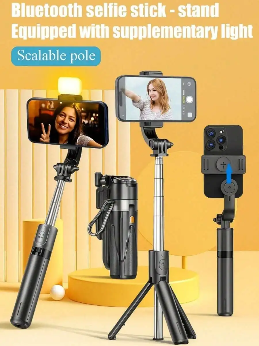 

Professional 40-Inch Telescopic Selfie Stick With Light And Tripod, Wireless Remote Control, 360° Adjustable Phone Mount For Live Streaming, Vlogging, And Travel Compatible With IPhone Android Phone For Summer Vacation, Travel, Fill Light, Outdoor Activit