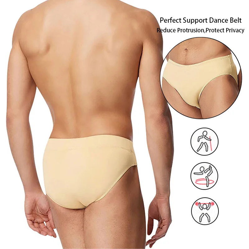 Men Ballet Dance Belt Full-seat Ballet Brief for Men Gymnastic Dance Cosplay with Elastic Waistband and Padded Layer Front