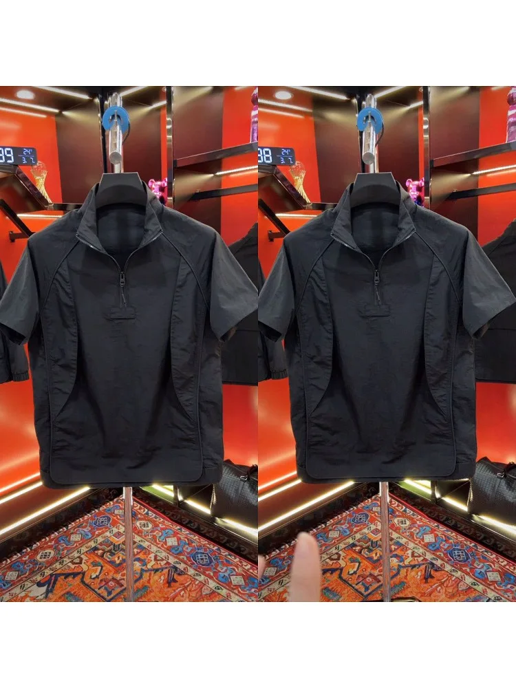 High-End Zomer Faion Heren Werkkleding Spor f-Zip ort-Sve Stand-Kraag Casual Trendy Loose Fit Jeugdige ular