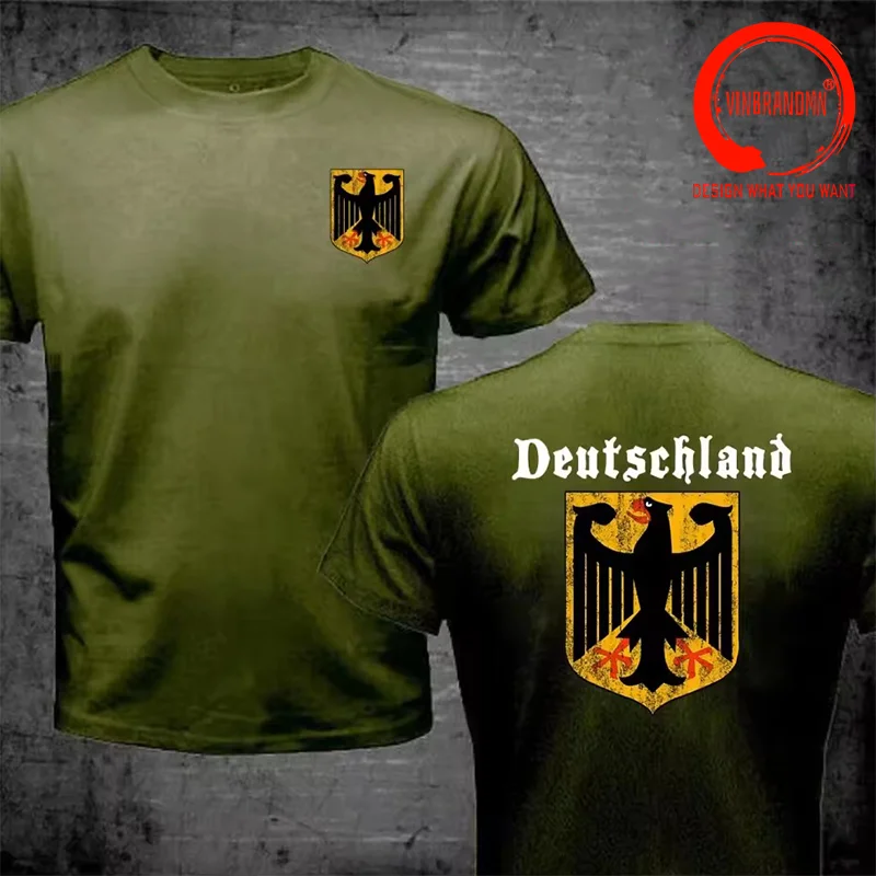Deutschland Flag Crest Germany Eagle Coat of Arms T Shirt Men Fashion Trendy Casual Clothing Stylish Tops Leisure Tee Shirt
