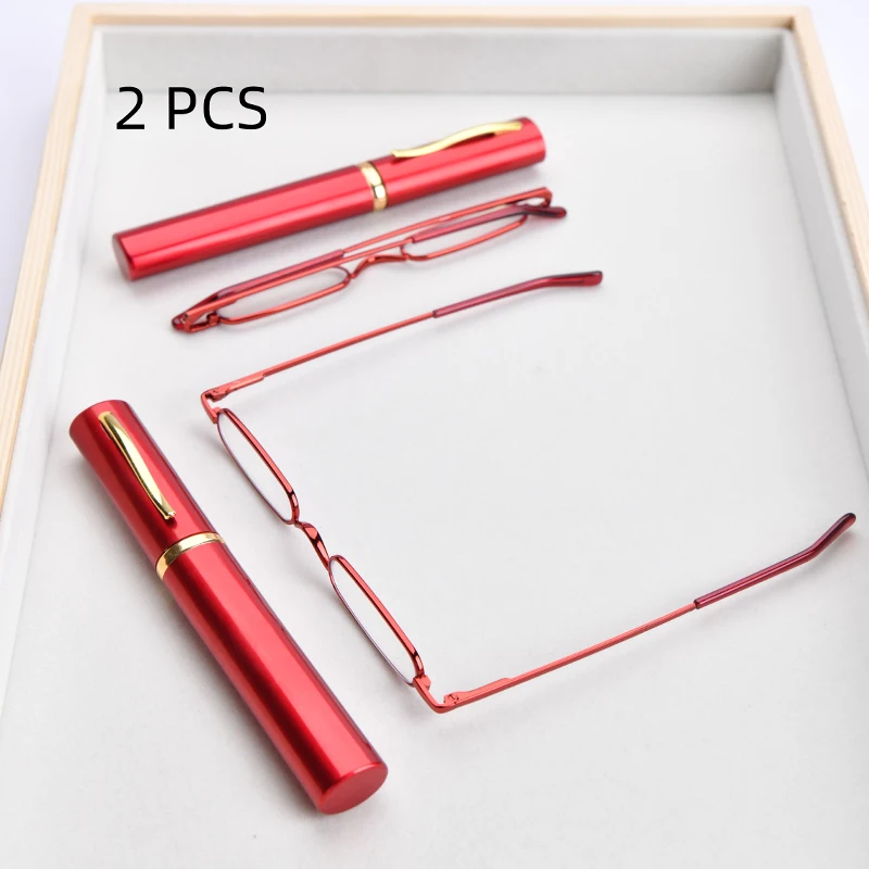 2PCS Anzug Ultraleicht Metall Rahmen Lesebrille Vintage Platz Kleine Schmale Brillen Metall Hohe Qualität Presbyopie Brille +1 – Detail 5
