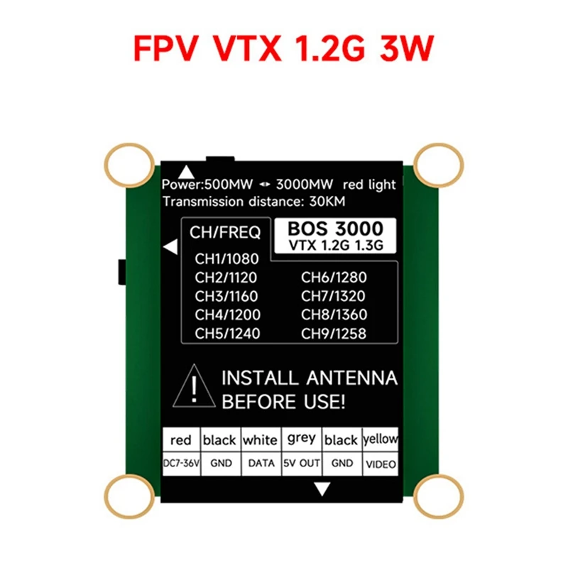 1.2G 1.3G 3W VTX+1.2G FPV VRX 3000mw 9-Channel High Power FPV Video Transmitter PAL/NTSC for FPV Long Range RC Drone-A51M