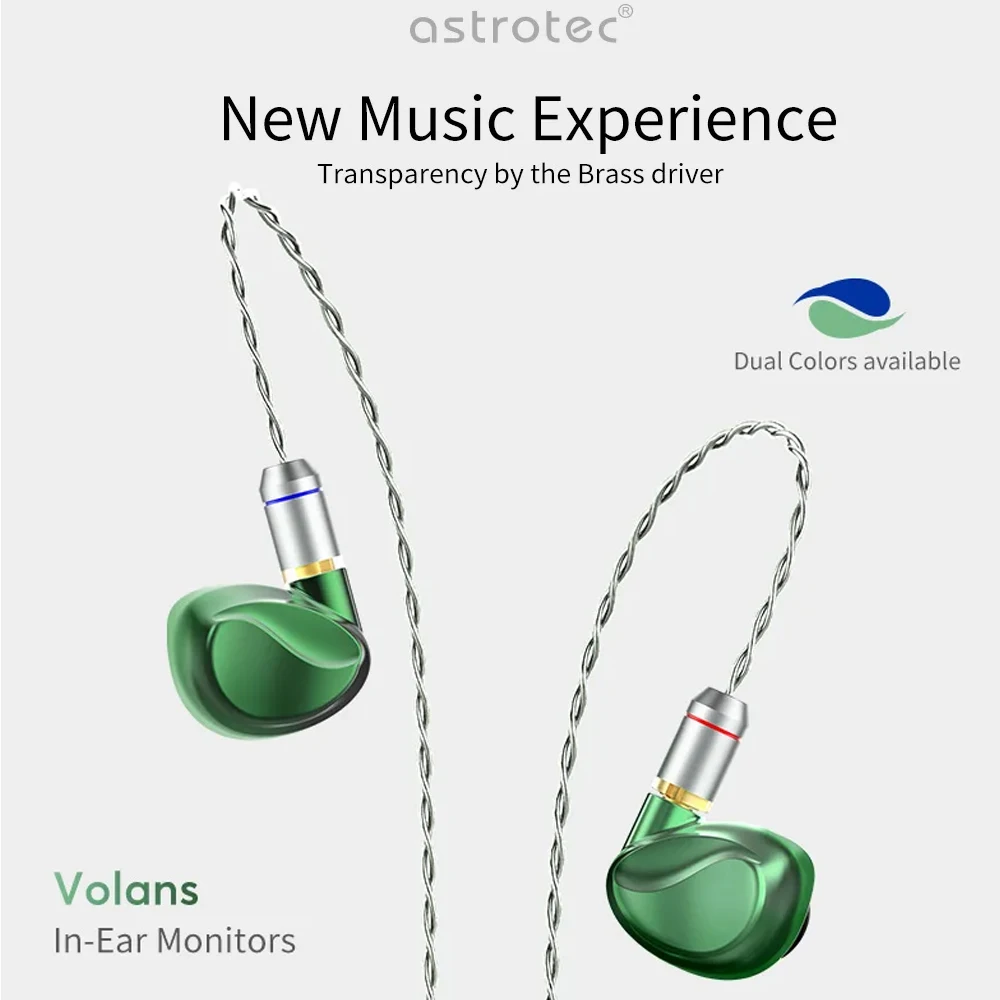 Astrotec Volans IEM Brass 10.5mm Dynamic Driver Hi-Fi I n-ear Earphone with MMCX Detachable High Resolution Earbuds