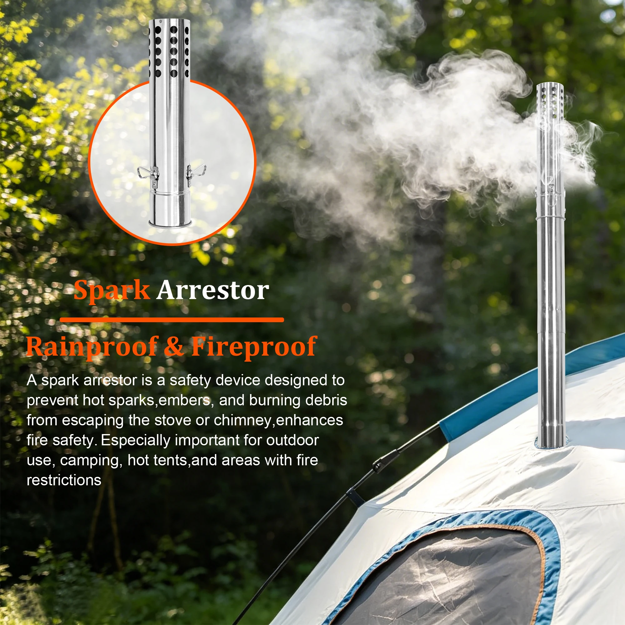 Hot Tent Stove,UNHO Wood Burning Stove,Small Wood Stove with 6 Stainless Chimney Pipes for Outdoor Heating & Cooking, Ice Fishing, Hunting ， Outdoor Camp Firewood Stove Portable Stove for Multifunctional Firewood Burner with Detachable Chimney view 6