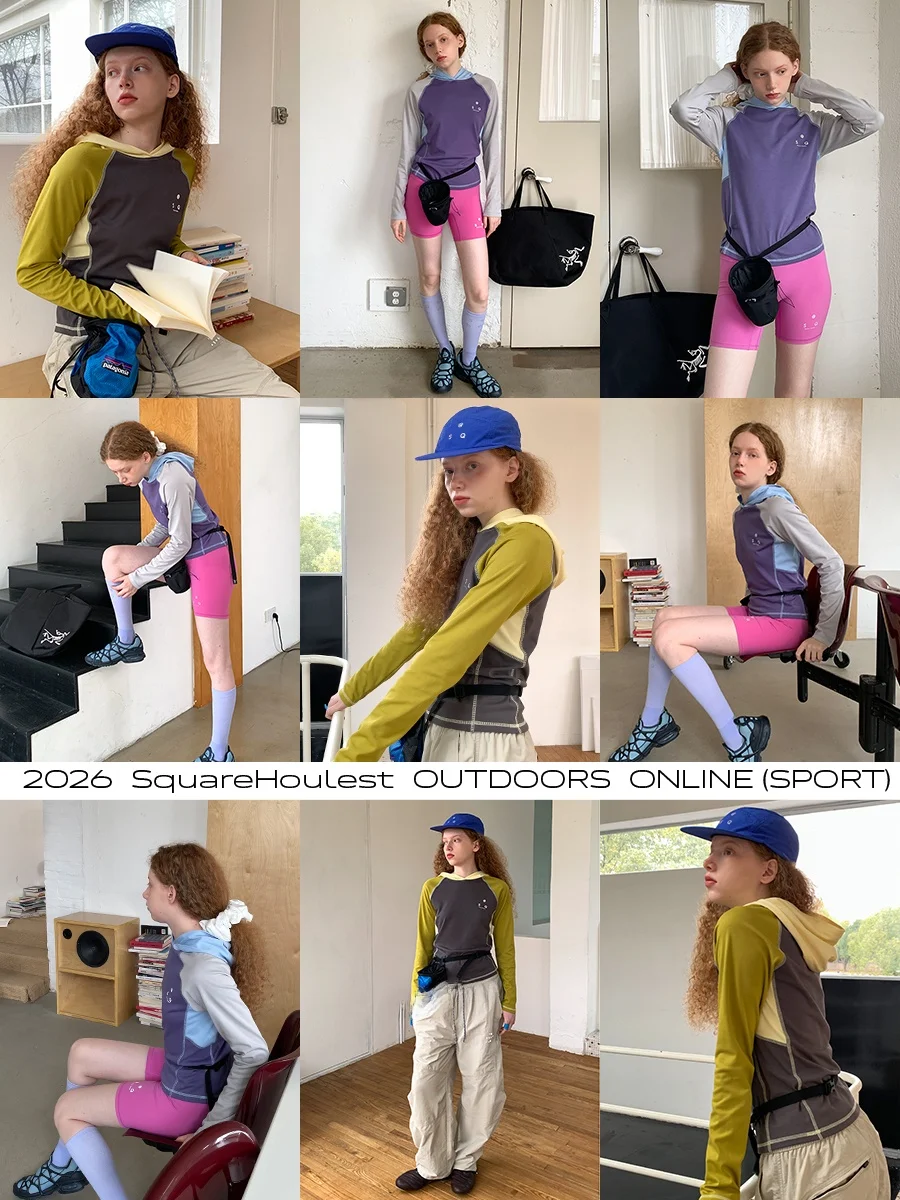 Spring Outdoor Cycling Sport Sun Protection Splice Breathable Color Block Hat Long Sleeve Women Slim Fit Hoodie Cotton Polyester