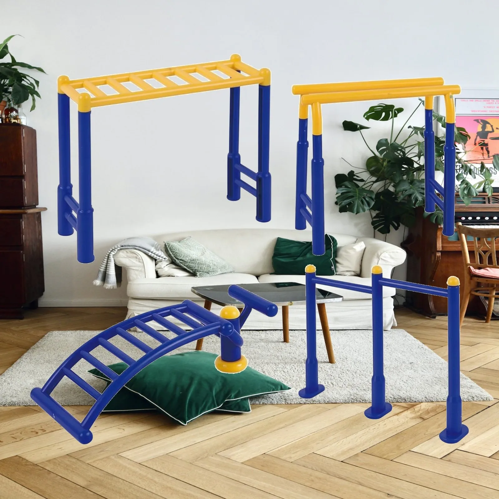 4 Pieces Miniature Outdoor Gym Model Non-Electric Diorama Accessory Realistic