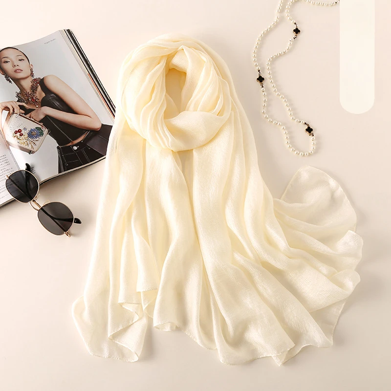 2023 Women's Fashion Scarf Solid Silk Shawl Scarf Summer Women