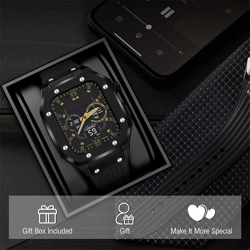 LAXASFIT Kit Mod di Modifica di Lusso Per Apple Watch 7 44 45mm Per iwatch Serie Telaio In Metallo Accessori Cinturino Guscio Protettivo