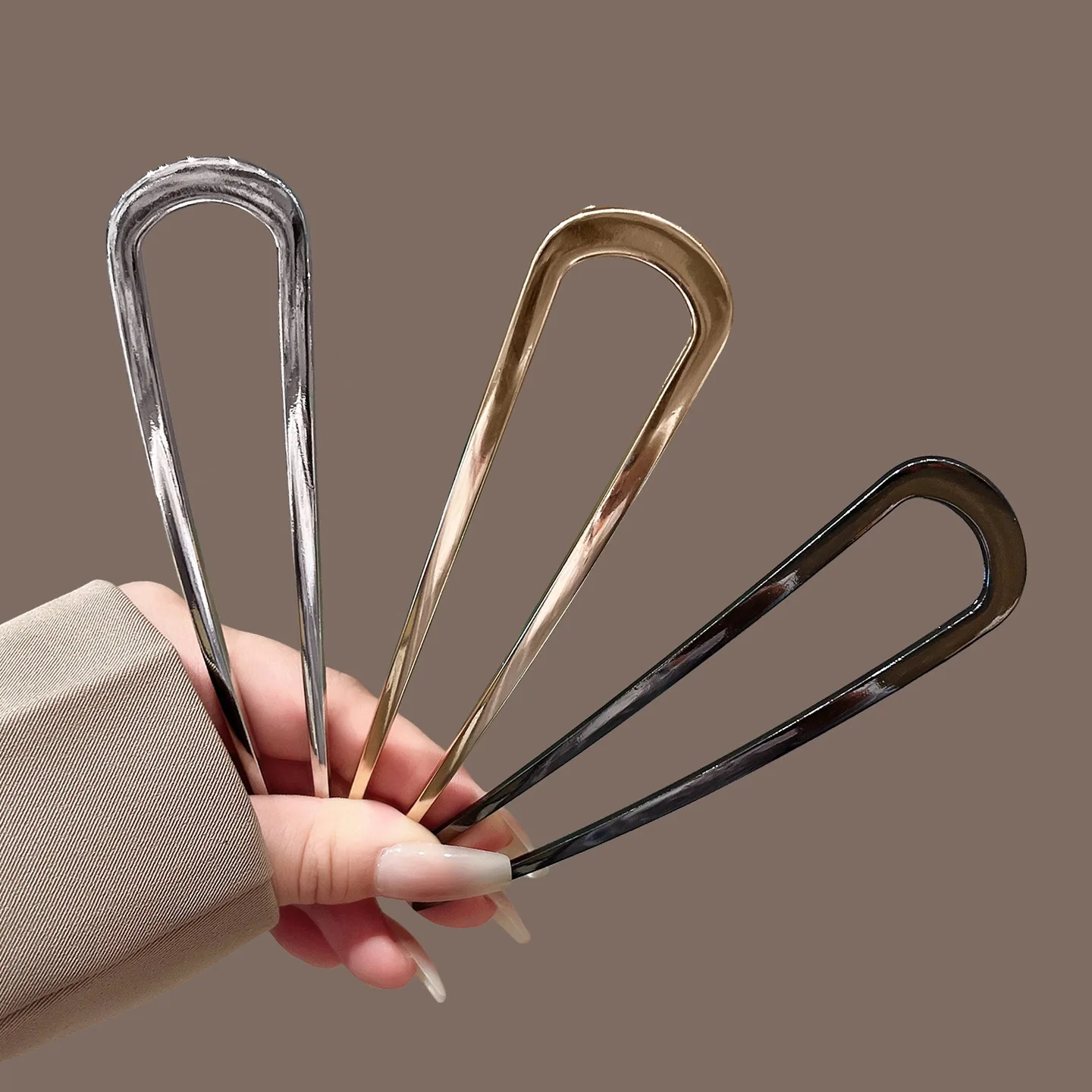 Fourchette à cheveux en forme de U, épingle à cheveux en alliage de mode, couleur or argent noir, épingle à cheveux en métal, Design géométrique, couvre-chef, bâtons pour femmes et filles