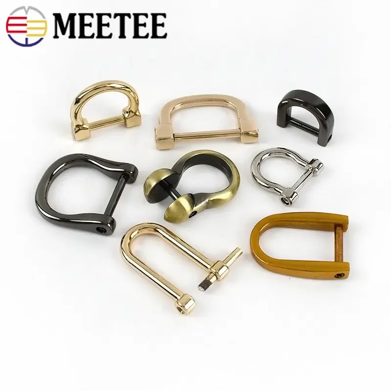 5pcs Meetee Detachable Screw D Buckle U Ring Metal Bag Chain Adjuster Hanger Hook Clasp Handle Connector DIY Handbag Accessories