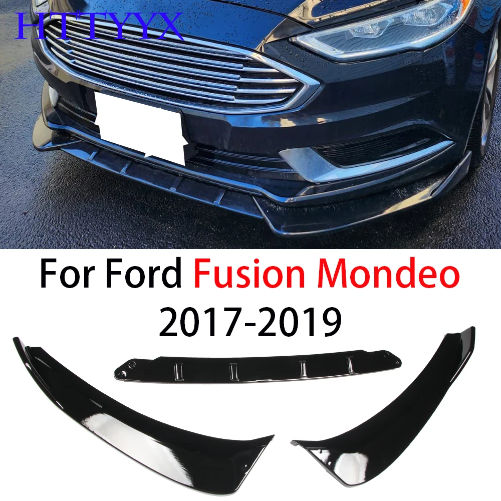 

HTTYYX Gloss Black Car Front Bumper Splitter Lip Diffuser Body Kit Spoiler Guard For Ford Fusion Mondeo 2017 2018 2019