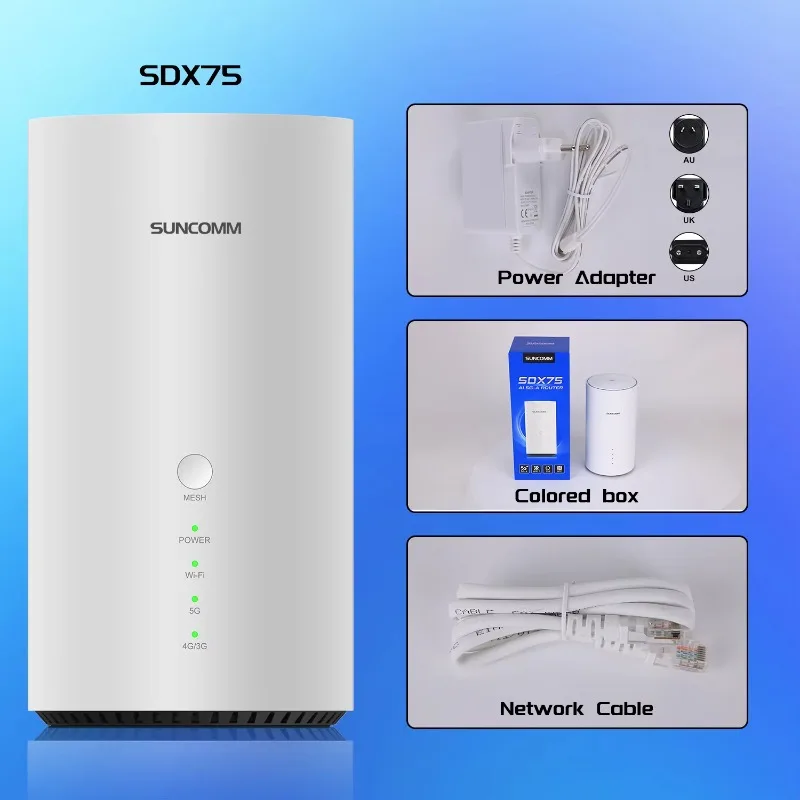 SDX75 5G CPE WiFi 7 ثنائي النطاق BE7200 شبكة منزلية CAT20 دعم NFC VoLTE VoIP VPN قفل الخلية TTL قفل الشبكة 5G راوتر