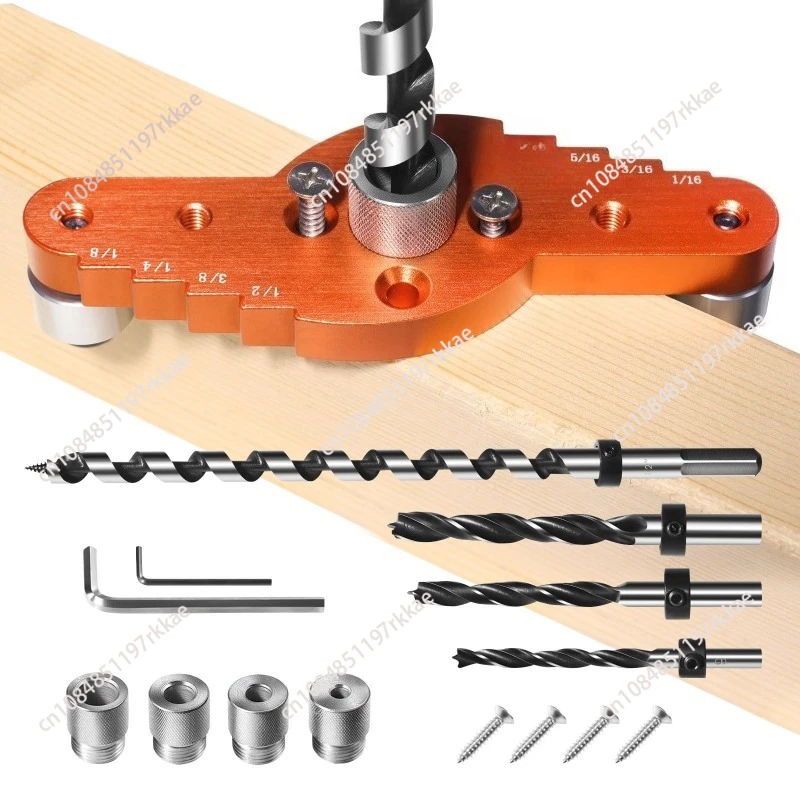 Woodworking punching positioner, board punching and scribing two-in-one tool, wooden tenon link, imperial line drawing device