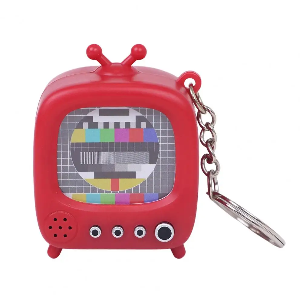 Retro Micro TV Keychain Light-Up Glowing Screen Vintage Design Key Chain with Classic Sound Effects Backpack Accessories