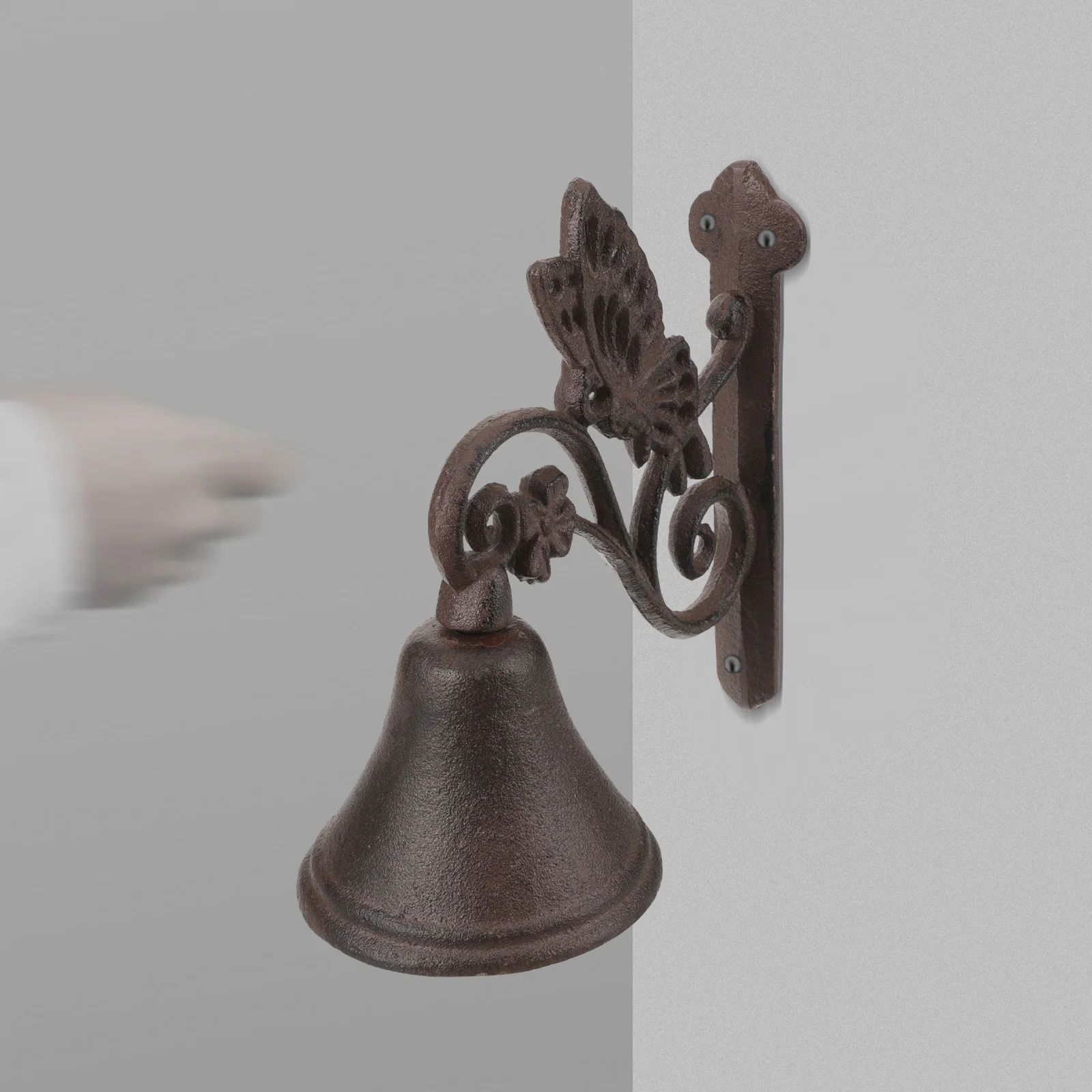 فراشة جرس الباب خمر الحديد الزهر الحائط جرس الباب للمنزل حديقة الديكور تهز جرس معلق نمط ريفي