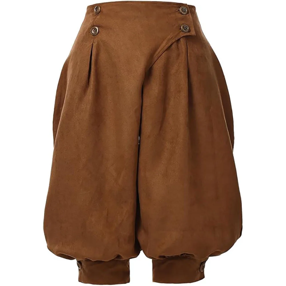 Vintage Steampunk Trousers for Women Renaissance Medieval Pants Brown Horseman Castaways Pirate Costume Colonial Bloomers