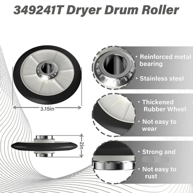 Dryer Repair Rear Roller Idler Pulley and Belt for Quick Installation