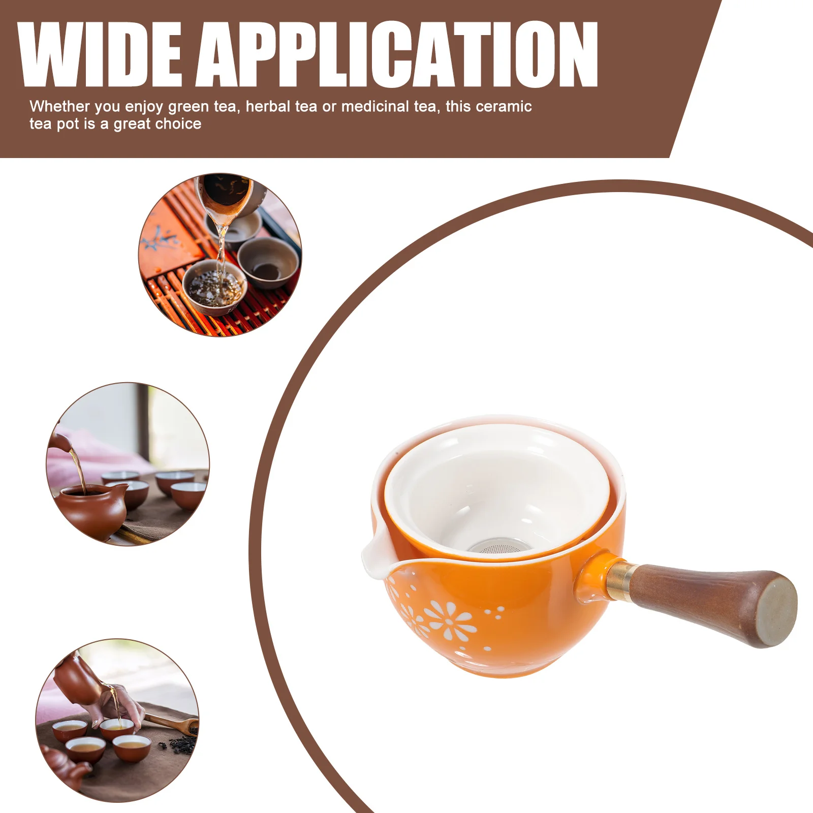 

Side Handle Ceramic Teapot Porcelain Loose Tea Maker 360 Degree Rotation Small Household Filter Heating Kettle