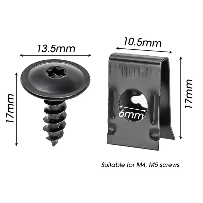 Car Self-tapping Screw Fasteners Auto Decoration Fixing Shim Set U-shaped Clip Fixing Washers Self-tapping Screws Kits