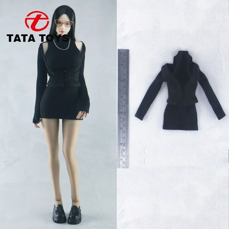 

1/6 scale women deep V-neck knit cardigan Turtleneck sleeveless sweater dress fit 12'' inches action figure doll