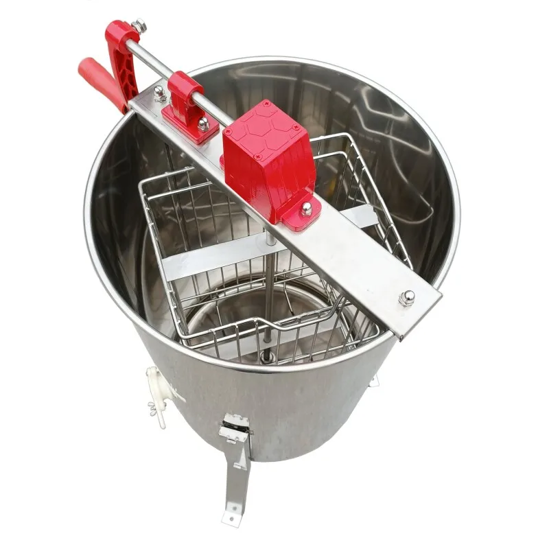 2 Frame Hand Crank Honey Extractor with Tripod Stand Acrylic Lid Stainless Honey Separator Family Apiary Beekeeping Equipment