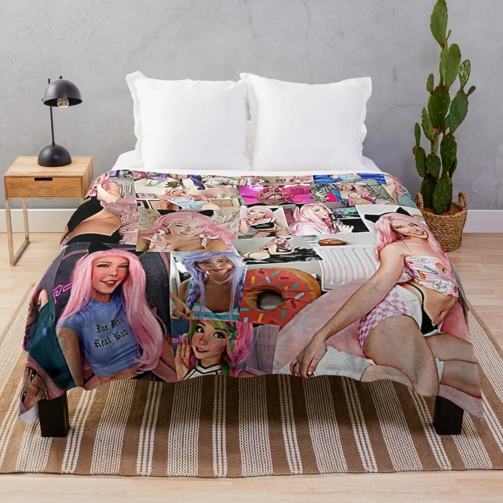 

belle delphine Throw Blanket Shaggy Furry Soft Blanket for Bedroom Living Room