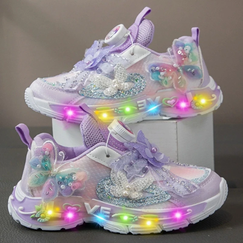 New Kids Casual Shoes Girls Luminous Sneakers Spring Autumn Summer Toddler Outdoor Flat Led Light Up Children Breathable Shoes