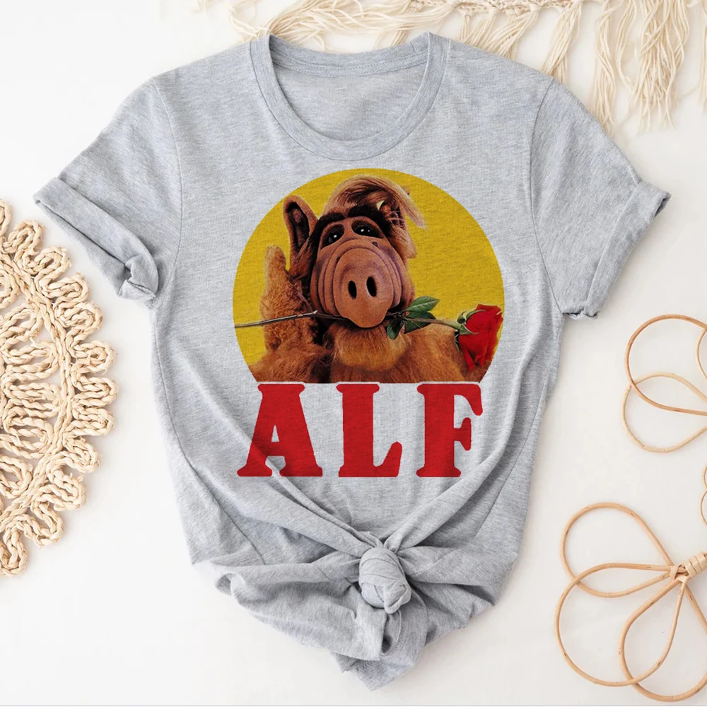 Alf Alien top tees female Psychedelic harajuku  Pop Culture kawaii t shirt Gothic Vintage women korean clothes Y2k Comfortable