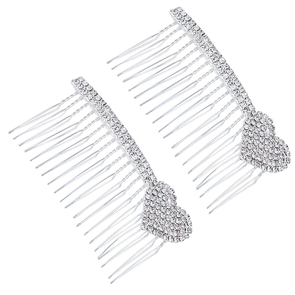 

2Pcs Heart Shaped Rhinestone Bridal Hair Comb for Wedding Prom Night Bridesmaid Accessories High Quality Alloy Decor