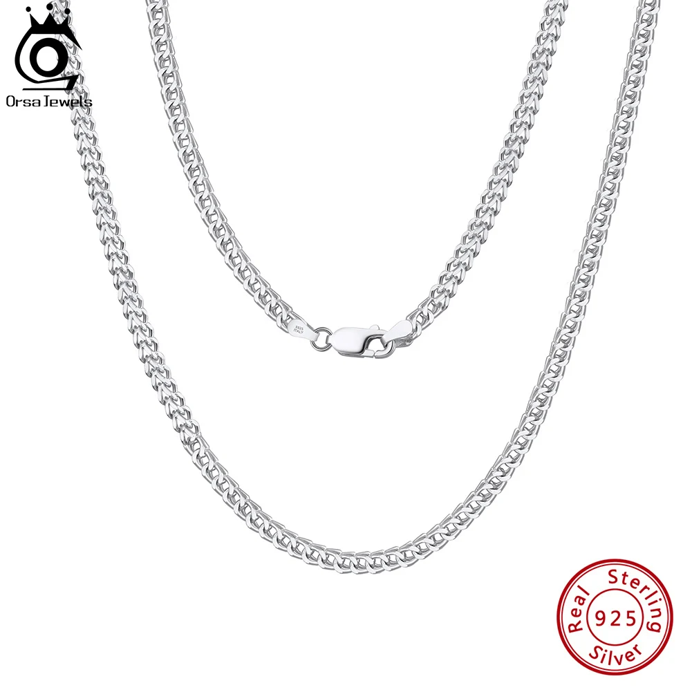 ORSA JEWELS Soild 925 Sterling Silver 2.5mm Curb Cuban Link Chain Necklace 18K Gold Rhodium Cuban Long Chain Choker Men NMN13