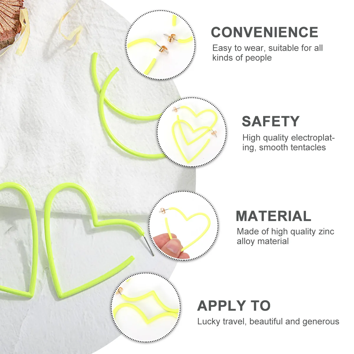 1 زوج مبالغ فيه شكل قلب أقراط هندسية أنيقة Earbobs الجوف خارج مجوهرات شخصية ارتداء اليومي فريد الأذن يتدلى #2