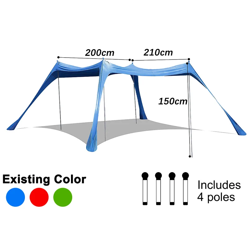 3M Campingzelt, winddicht, Pop-Up-Markise, für den Außenbereich, Strand, Sonnenschutz, UV, ultraleicht, Strandüberdachung, Zelte für Camping, Angeln, Picknicks – Detail 2