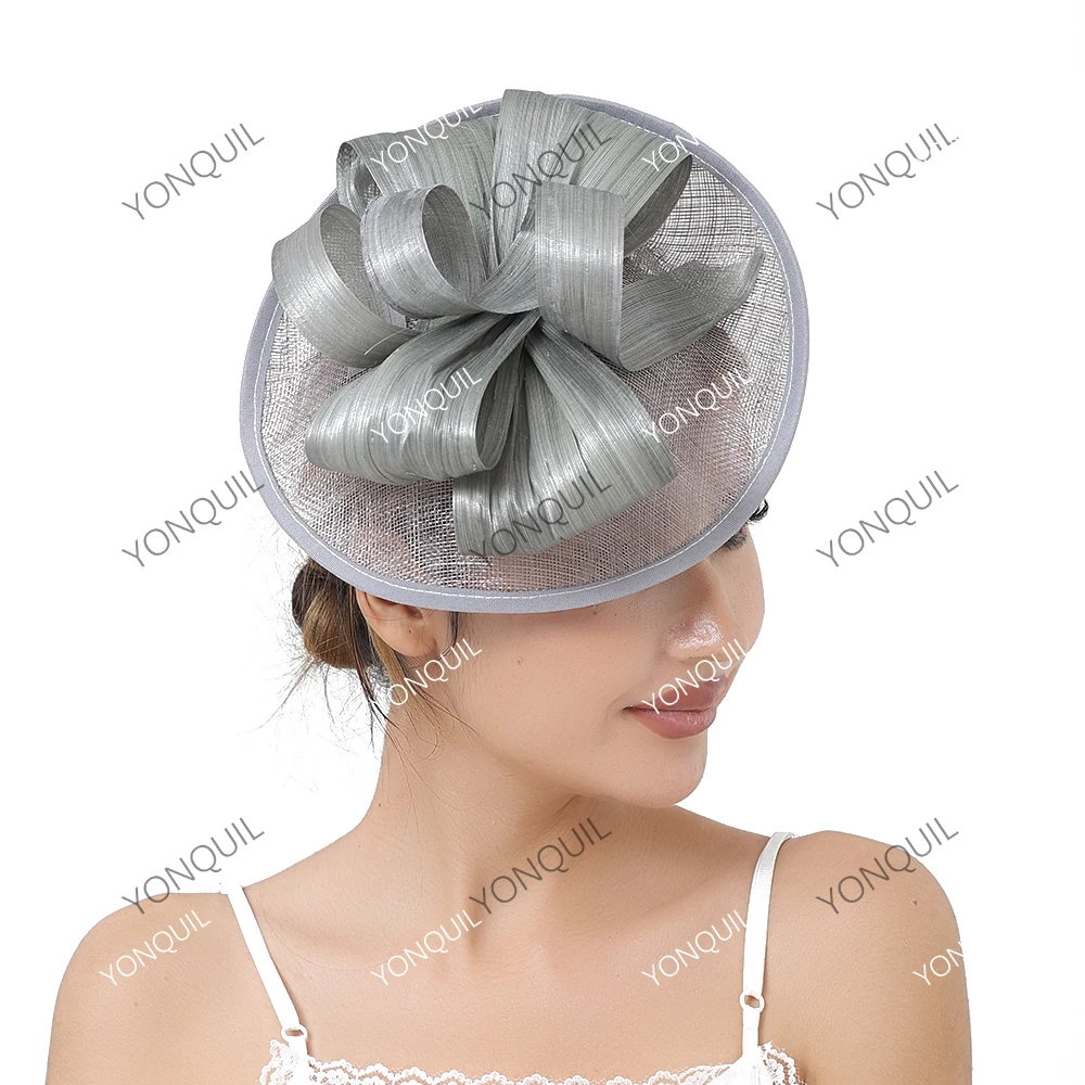 2025 New Sinamay and Silk Linen Fascinator Hat Wedding Church Headpiece Formal Event Tea Cap Kentucky Derby Race Cocktail Hat view 2